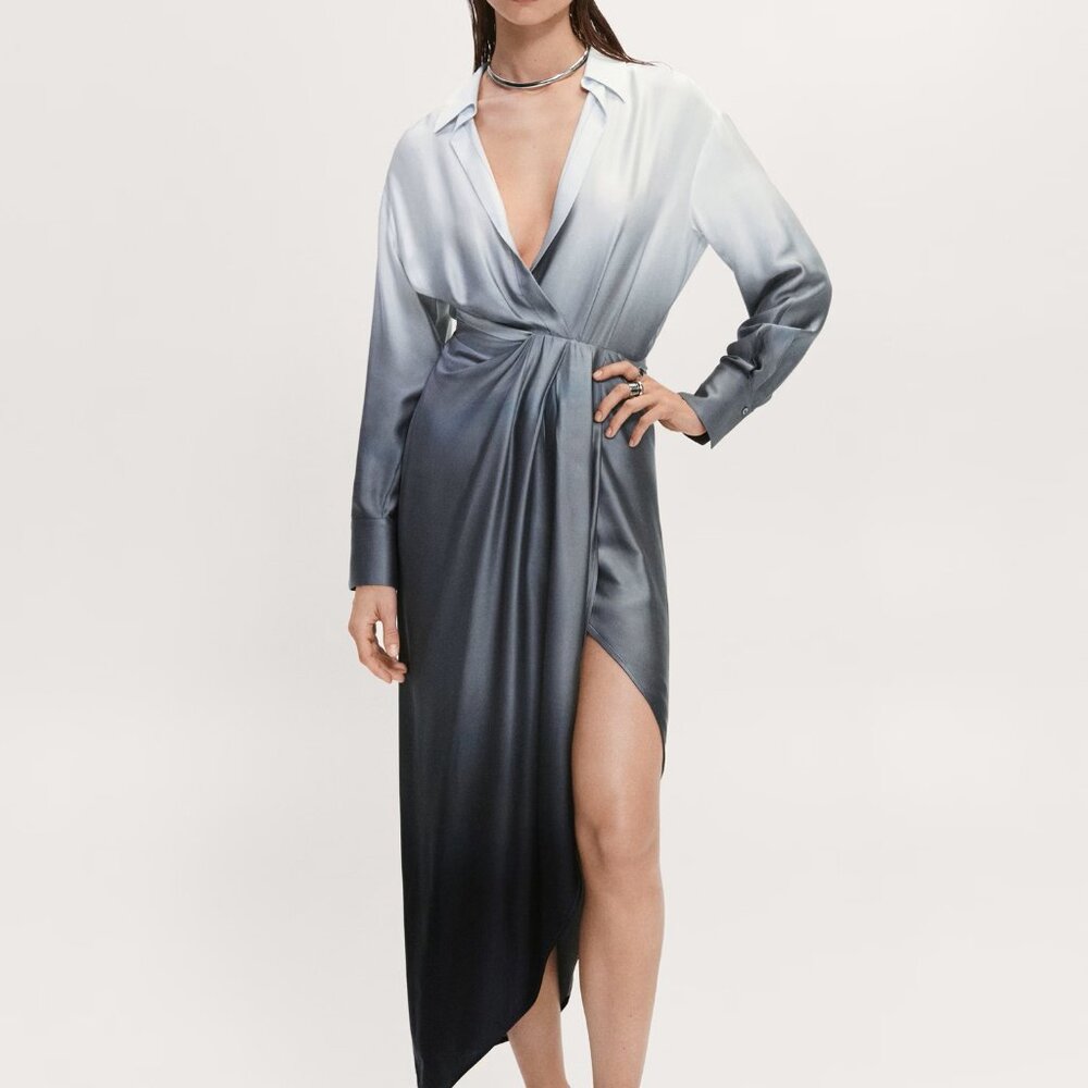 Mango Tie-dye effect asymmetrical shirt dress  NWT Size L
